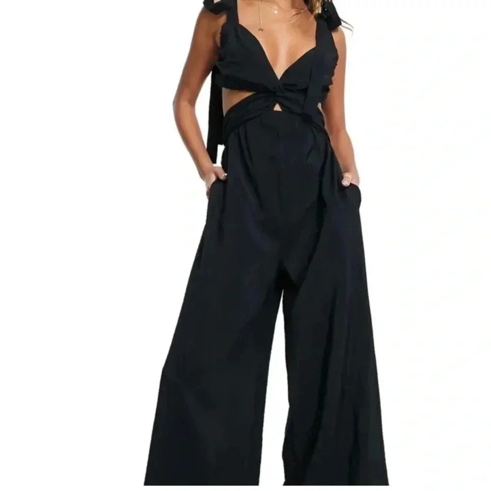 Topshop Black Wide Leg Jumpsuit